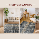 Ultra Soft Area Rug, Non Slip, Stain Resistant, Washable Area Rugs for Living Room, Bedroom, Boho Black & White Stripe Area Rug(Gray)