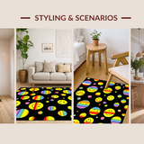 Ultra Soft Area Rug, Non Slip, Stain Resistant, Washable Area Rugs for Living Room, Bedroom, Lively Multicolored Geometric Display(Yellow)