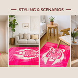 Ultra Soft Area Rug, Non Slip, Stain Resistant, Washable Area Rugs for Living Room, Bedroom, Elegant Safari Inspired Motif(Pink)