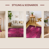 Ultra Soft Area Rug, Non Slip, Stain Resistant, Washable Area Rugs for Living Room, Bedroom, Luxurious Pink Graphic Print(Pink)