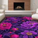 Ultra Soft Area Rug, Non Slip, Stain Resistant, Washable Area Rugs for Living Room, Bedroom, Whimsical Bright Flower Arrangement(Purple)