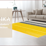 Ultra Soft Area Rug, Non Slip, Stain Resistant, Washable Area Rugs for Living Room, Bedroom, Microfiber Striped Shower(Yellow)