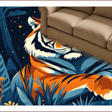 Ultra Soft Area Rug, Non Slip, Stain Resistant, Washable Area Rugs for Living Room, Bedroom, Vibrant Dark Blue Animal Motif(Orange)