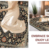 Ultra Soft Area Rug, Non Slip, Stain Resistant, Washable Area Rugs for Living Room, Bedroom, Sophisticated Traditional Print Motif(Black)