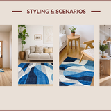 Ultra Soft Area Rug, Non Slip, Stain Resistant, Washable Area Rugs for Living Room, Bedroom, Geometric Blue Tones with Elegant Flair(Blue)