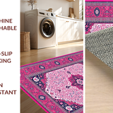 Ultra Soft Area Rug, Non Slip, Stain Resistant, Washable Area Rugs for Living Room, Bedroom, Vibrant Geometric Decorative Statement(Pink)