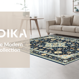 Ultra Soft Area Rug, Non Slip, Stain Resistant, Washable Area Rugs for Living Room, Bedroom, Chic Geometric Floral Arrangement(Blue)