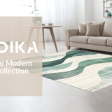 Ultra Soft Area Rug, Non Slip, Stain Resistant, Washable Area Rugs for Living Room, Bedroom, Rustic Wave Textured Circular Piece(Green)
