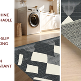 Ultra Soft Area Rug, Non Slip, Stain Resistant, Washable Area Rugs for Living Room, Bedroom, Rustic Diamond Patterned Sophistication(Gray)