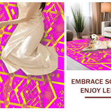 Ultra Soft Area Rug, Non Slip, Stain Resistant, Washable Area Rugs for Living Room, Bedroom, Playful Multicolor Graphic Arrangement(Pink)