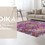 Ultra Soft Area Rug, Non Slip, Stain Resistant, Washable Area Rugs for Living Room, Bedroom, Artistic Retro Tiled Aesthetic(Purple)