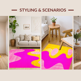 Ultra Soft Area Rug, Non Slip, Stain Resistant, Washable Area Rugs for Living Room, Bedroom, Delicate Cozy Blush Hue Fusion(Yellow)