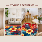 Ultra Soft Area Rug, Non Slip, Stain Resistant, Washable Area Rugs for Living Room, Bedroom, Contemporary Bright Nature Print(Red)
