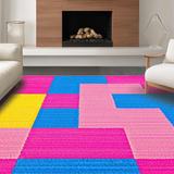 Ultra Soft Area Rug, Non Slip, Stain Resistant, Washable Area Rugs for Living Room, Bedroom, Whimsical Pink Geometric Play Surface(Pink)