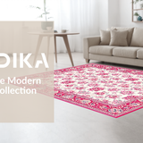 Ultra Soft Area Rug, Non Slip, Stain Resistant, Washable Area Rugs for Living Room, Bedroom, Contemporary Cheerful Blossom Palette(Red)