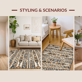 Ultra Soft Area Rug, Non Slip, Stain Resistant, Washable Area Rugs for Living Room, Bedroom, Rustic Ogee Patterned Elegance(Brown)