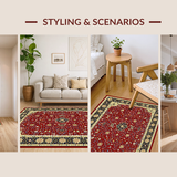 Ultra Soft Area Rug, Non Slip, Stain Resistant, Washable Area Rugs for Living Room, Bedroom, Vibrant Classic Ogee Arrangement(Red)
