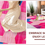 Ultra Soft Area Rug, Non Slip, Stain Resistant, Washable Area Rugs for Living Room, Bedroom, Dynamic Colorful Linear Motif(Pink)
