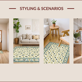 Ultra Soft Area Rug, Non Slip, Stain Resistant, Washable Area Rugs for Living Room, Bedroom, Chic Floral Modern Aesthetic(Ivory)