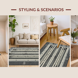 Ultra Soft Area Rug, Non Slip, Stain Resistant, Washable Area Rugs for Living Room, Bedroom, Rustic Textured Tassel Accent Piece(Black)