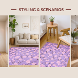 Ultra Soft Area Rug, Non Slip, Stain Resistant, Washable Area Rugs for Living Room, Bedroom, Youthful Elegant Bloom Pattern(Purple)