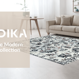 Ultra Soft Area Rug, Non Slip, Stain Resistant, Washable Area Rugs for Living Room, Bedroom, Eclectic Abstract Artful Layering(White)