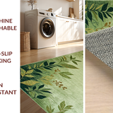 Ultra Soft Area Rug, Non Slip, Stain Resistant, Washable Area Rugs for Living Room, Bedroom, Chic Contemporary Green Floral Motif(Green)
