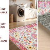 Ultra Soft Area Rug, Non Slip, Stain Resistant, Washable Area Rugs for Living Room, Bedroom, Soft Yellow Petal Accents(White)