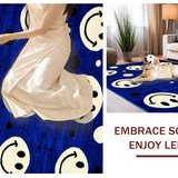 Ultra Soft Area Rug, Non Slip, Stain Resistant, Washable Area Rugs for Living Room, Bedroom, Vibrant Round Funky Art(Blue)
