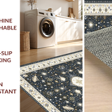Ultra Soft Area Rug, Non Slip, Stain Resistant, Washable Area Rugs for Living Room, Bedroom, Striking Vintage Ethnic Accents(Black)