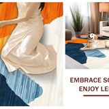 Ultra Soft Area Rug, Non Slip, Stain Resistant, Washable Area Rugs for Living Room, Bedroom, Bright Minimalist Circle Artwork(Orange)