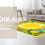Ultra Soft Area Rug, Non Slip, Stain Resistant, Washable Area Rugs for Living Room, Bedroom, Bold Eclectic Circular Elements(Yellow)