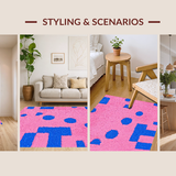 Ultra Soft Area Rug, Non Slip, Stain Resistant, Washable Area Rugs for Living Room, Bedroom, Radiant Soft-Hued Interactive Pattern(Pink)