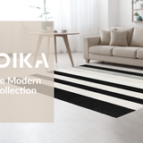 Ultra Soft Area Rug, Non Slip, Stain Resistant, Washable Area Rugs for Living Room, Bedroom, Designer Dual-Tone Horizontal Lined Rug with Geometric Precision(Black)
