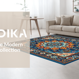 Ultra Soft Area Rug, Non Slip, Stain Resistant, Washable Area Rugs for Living Room, Bedroom, Brightly Colored Ethnic Print Theme(Blue)