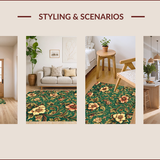Ultra Soft Area Rug, Non Slip, Stain Resistant, Washable Area Rugs for Living Room, Bedroom, Faded Retro Office Accent Rug for Minimal Living(Green)