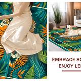 Ultra Soft Area Rug, Non Slip, Stain Resistant, Washable Area Rugs for Living Room, Bedroom, Whimsical Jungle Creature Motif(Orange)