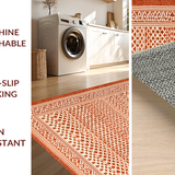 Ultra Soft Area Rug, Non Slip, Stain Resistant, Washable Area Rugs for Living Room, Bedroom, Artful Tiled Geometric Layout(Orange)