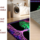 Ultra Soft Area Rug, Non Slip, Stain Resistant, Washable Area Rugs for Living Room, Bedroom, Eclectic UV Reactive Aesthetic(Green)