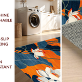 Ultra Soft Area Rug, Non Slip, Stain Resistant, Washable Area Rugs for Living Room, Bedroom, Dynamic Nature-Themed Motif(Orange)