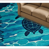 Ultra Soft Area Rug, Non Slip, Stain Resistant, Washable Area Rugs for Living Room, Bedroom, Serene Oceanic Teal Patterns(Blue)