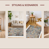 Ultra Soft Area Rug, Non Slip, Stain Resistant, Washable Area Rugs for Living Room, Bedroom, Chic Vintage Textured Patterns(Gray)