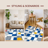 Ultra Soft Area Rug, Non Slip, Stain Resistant, Washable Area Rugs for Living Room, Bedroom, Charming Tiled Game Aesthetic(Gray)