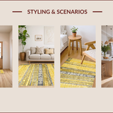 Ultra Soft Area Rug, Non Slip, Stain Resistant, Washable Area Rugs for Living Room, Bedroom, Stylish Earthy Toned Geometric Art(Gold)