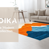 Ultra Soft Area Rug, Non Slip, Stain Resistant, Washable Area Rugs for Living Room, Bedroom, Radiant Fluid Color Harmony(Orange)