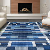 Ultra Soft Area Rug, Non Slip, Stain Resistant, Washable Area Rugs for Living Room, Bedroom, Serene Monochrome Abstract Flow(Blue)
