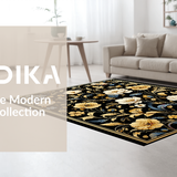Ultra Soft Area Rug, Non Slip, Stain Resistant, Washable Area Rugs for Living Room, Bedroom, Contemporary Black and White Floral(Black)