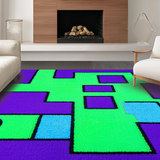 Ultra Soft Area Rug, Non Slip, Stain Resistant, Washable Area Rugs for Living Room, Bedroom, Charming Bright Abstract Elements(Purple)