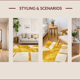 Ultra Soft Area Rug, Non Slip, Stain Resistant, Washable Area Rugs for Living Room, Bedroom, Soft Rectangular Meditation Space Yellow Rug(Gold)