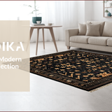 Ultra Soft Area Rug, Non Slip, Stain Resistant, Washable Area Rugs for Living Room, Bedroom, Vintage Inspired Primitive Elegance(Black)